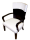 Hire ARM CHAIR. BLACK AND WHITE, HIGH BACK, PADDED SEAT.