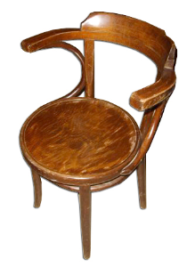 BENTWOOD,ELBOW CHAIR,DK OAK STAINED,LOW BACK,ROUND SEAT