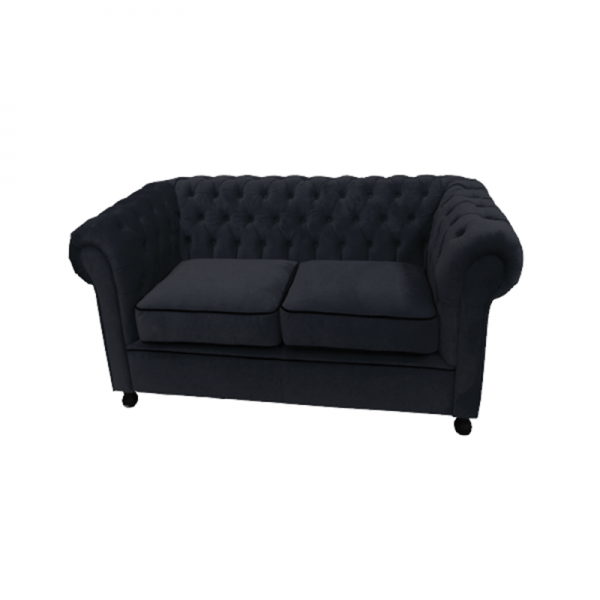 Black 2 Seat Velvet Chesterfield Sofa