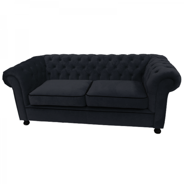Black 3 Seat Velvet Chesterfield Sofa