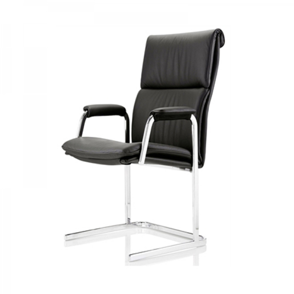 Black High Back Leather Boss Cantilever Chair