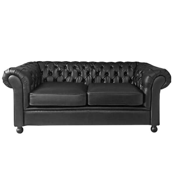 Black Leather Chesterfield 3-seater (OLD)