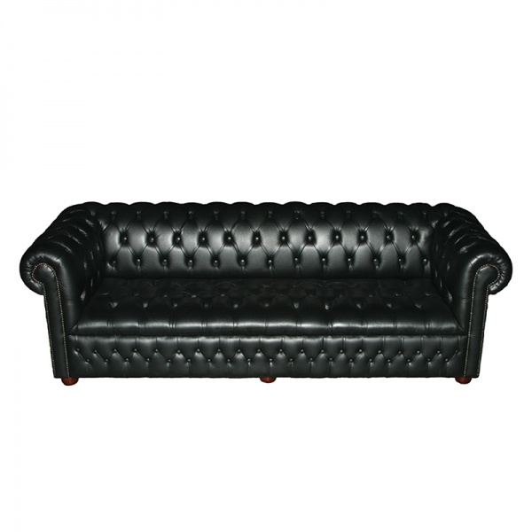 Black Leather Chesterfield Style 4 Seater
