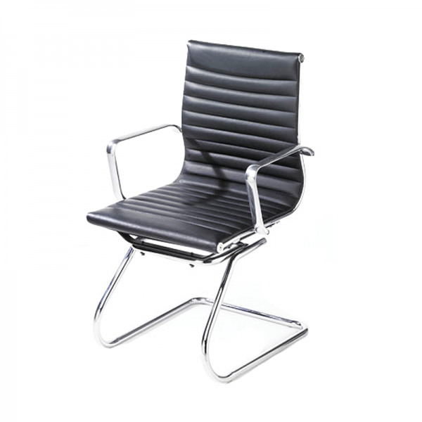 Black Ribbed Eames Style Cantilever Chair