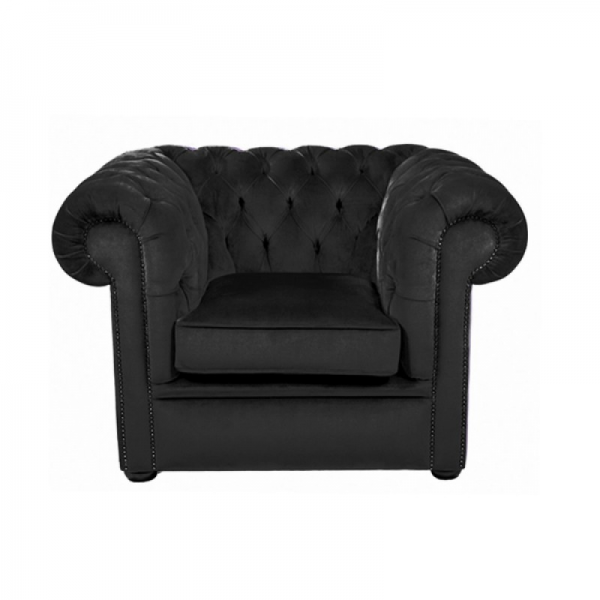 Black Velvet Chesterfield Armchair
