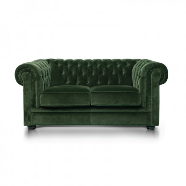 Forest Green Velvet Chesterfield 2-Seater Sofa