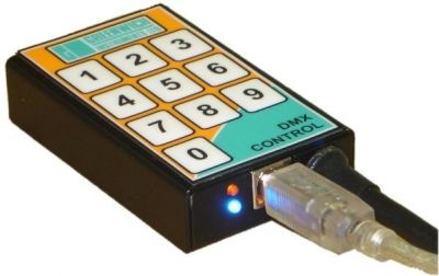 Handheld, pre-programmed DMX controller