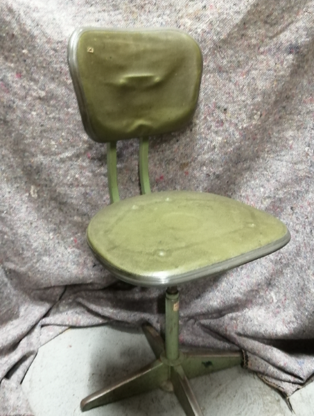 MACHINIST CHAIR "EVERTAUT"  GREEN TUBE FRAME.GREEN SEAT+BACK WORN