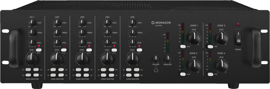 Monacor PA-4040 100V 4 Zone Amplifier Kit