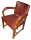 OFFICE ARM CHAIR DEEP MAROON LEATHER BACK SEAT + ARMS + WOOD FRAME