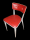 RACE BA CHAIR ,RED SEAT AND BACK, GREY FRAME & SPLAYED LEGS