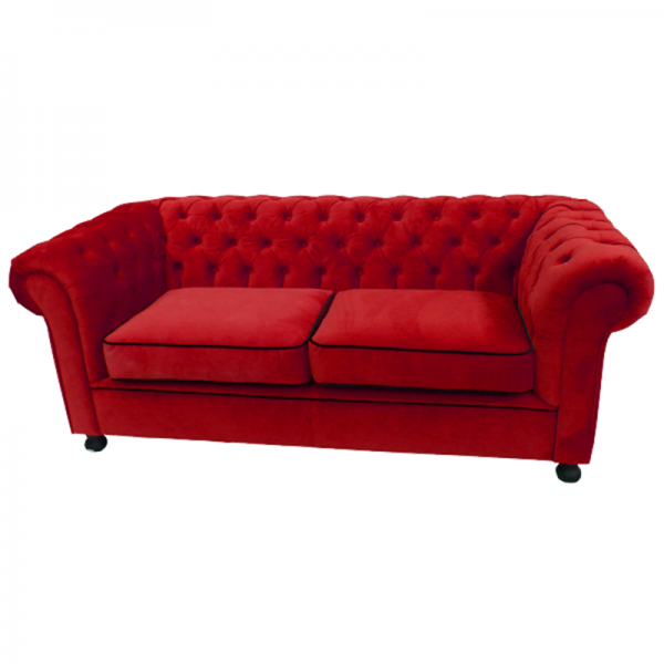 Red 3-Seater Velvet Chesterfield Sofa