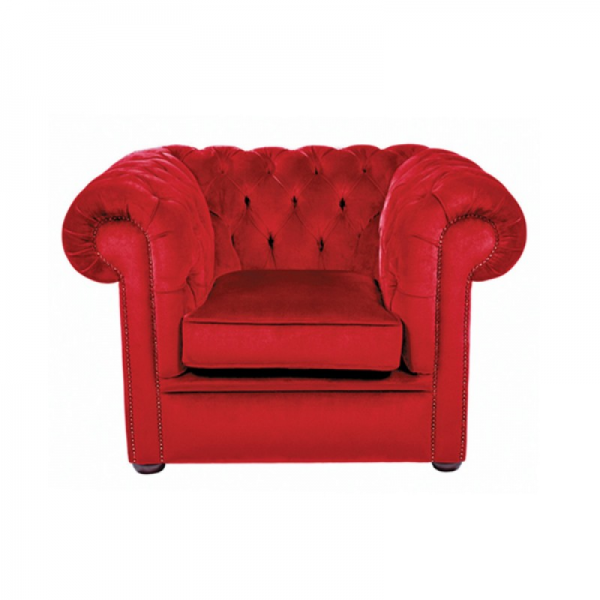 Red Velvet Chesterfield Armchair