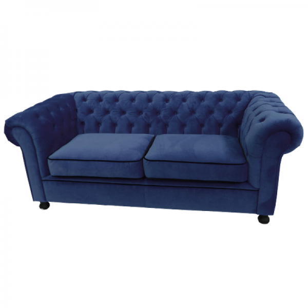 Royal Blue 3 Seat Velvet Chesterfield Inspired Sofa