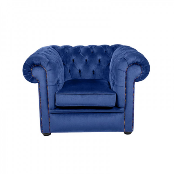 Royal Blue Armchair Velvet Chesterfield Inspired