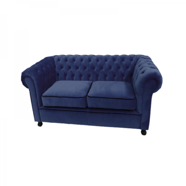 Royal Blue Velvet Chesterfield Inspired 2 Seat Sofa