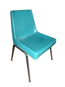 STACKING CHAIR, TEAL POLY PROP ON BLACK LEGS