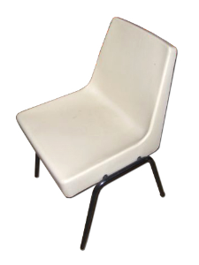 STACKING CHAIR,CREAM POLY PROP ON BLACK LEGS