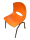 Hire STACKING CHAIR,ORANGE POLY PROP ON BLACK LEGS,HOLE CUT CURVED BACK.