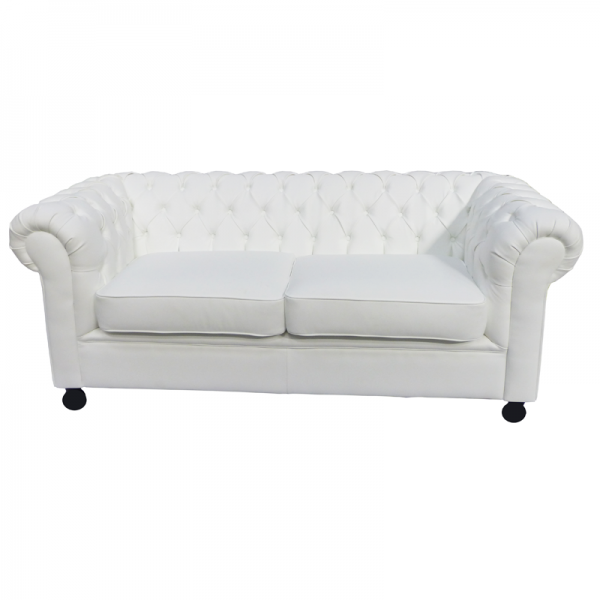 White Leather 3 Seat Chesterfield Sofa