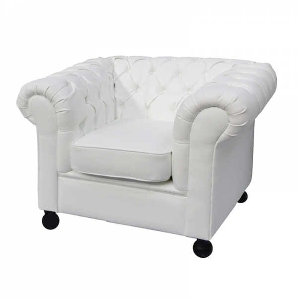 White Leather Armchair Chesterfield